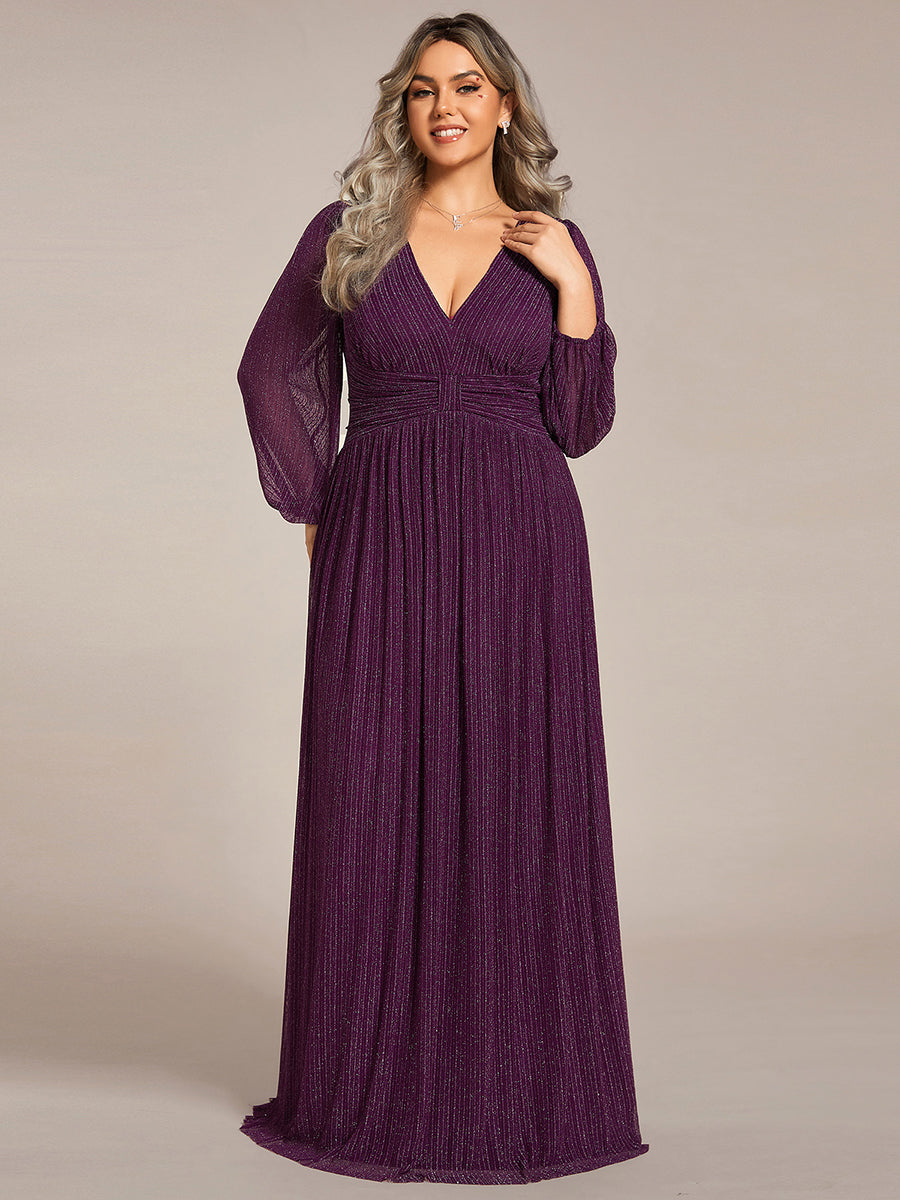 Plus size purple maxi dress with sleeves Clearance