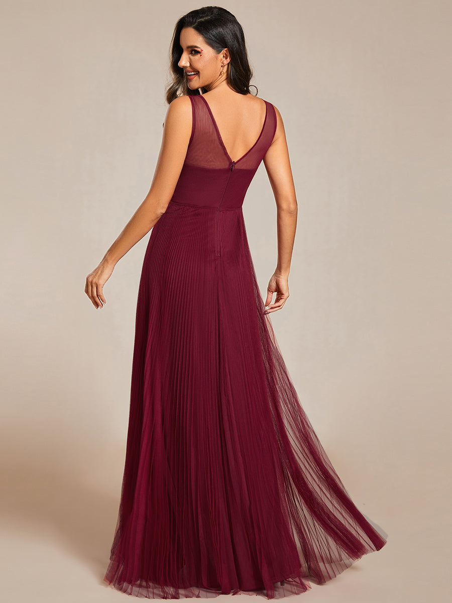 Elegant Appliques Chiffon A-Line Floor Length V Neck Sleeveless Wholesale Evening Dress