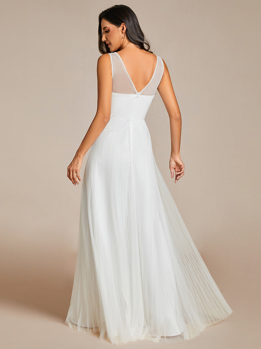 Elegant Appliques Chiffon A-Line Floor Length V Neck Sleeveless Wholesale Evening Dress