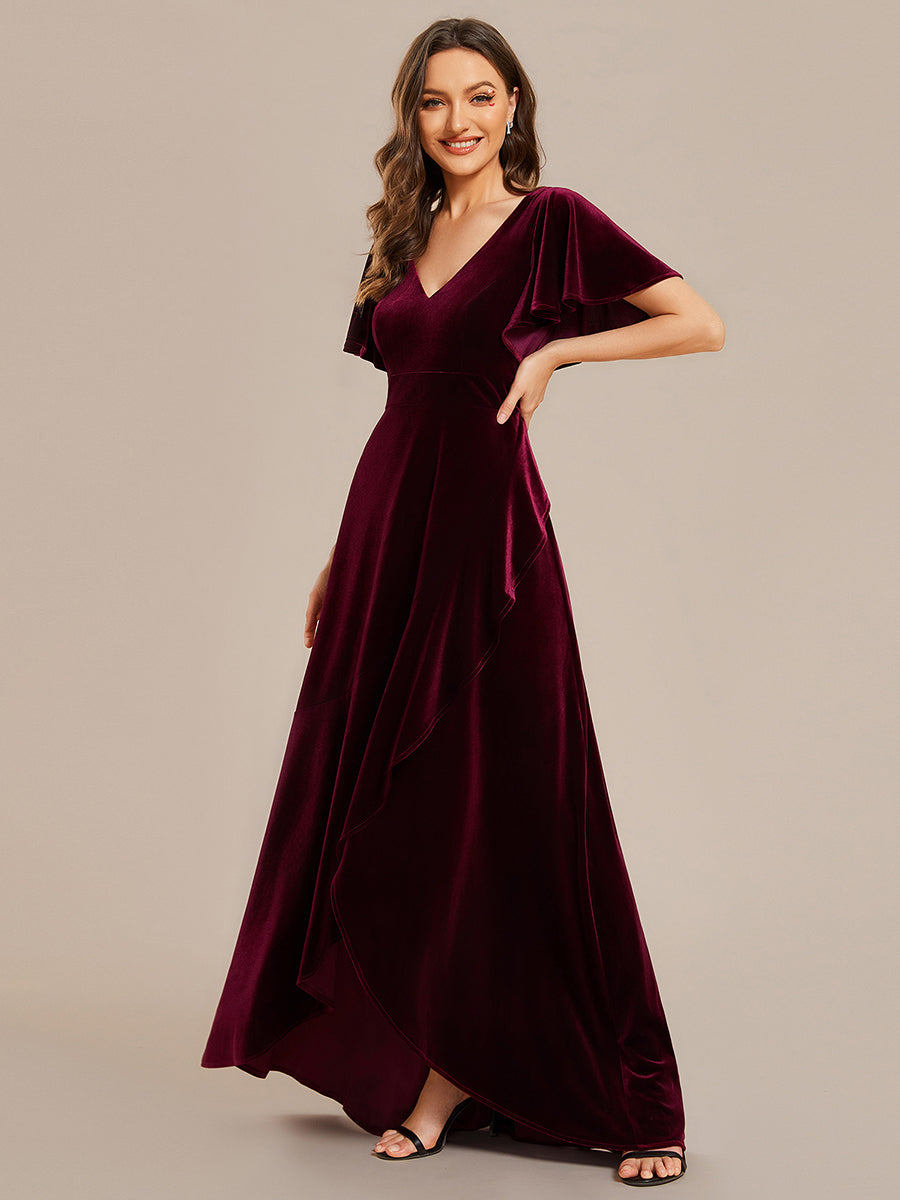 Color=Burgundy | Maxi Long Sequin Wholesale Evening Dress with Long Sleeves-Burgundy 5