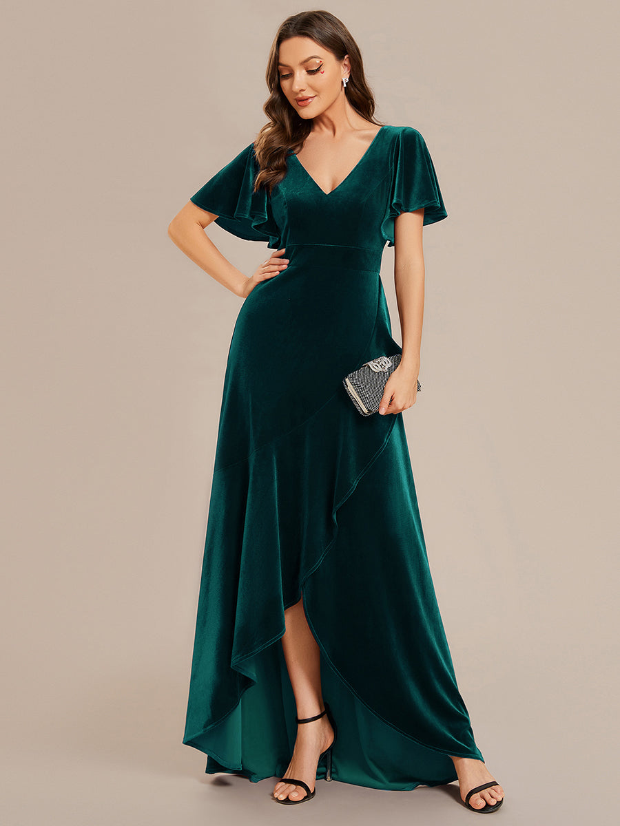 Color=Dark Green | Maxi Long Sequin Wholesale Evening Dress with Long Sleeves-Dark Green 8