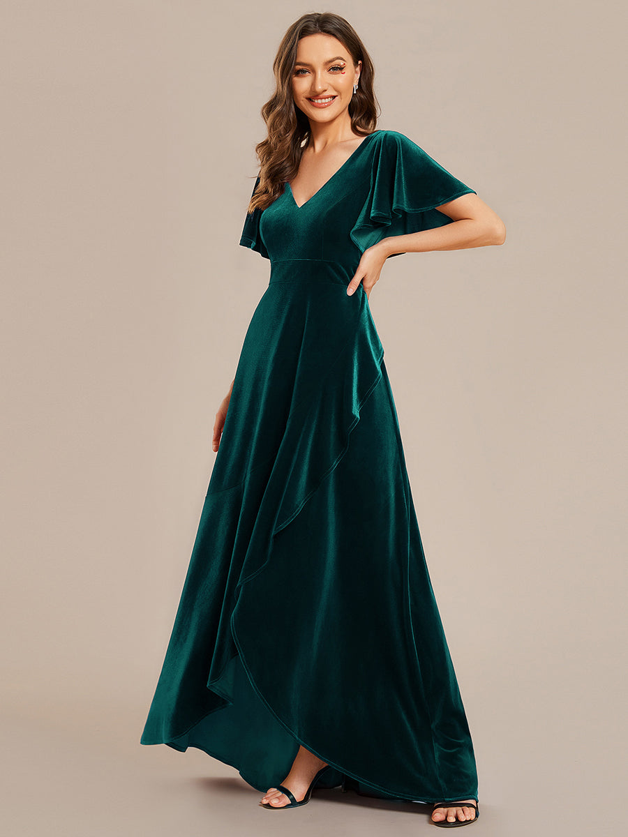 Color=Dark Green | Maxi Long Sequin Wholesale Evening Dress with Long Sleeves-Dark Green 7