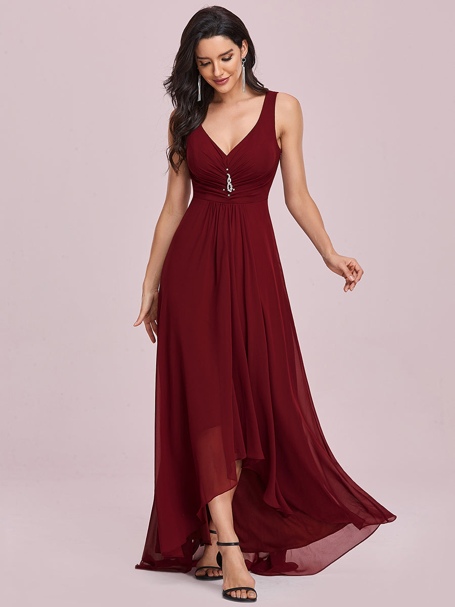 Color=Burgundy | Sequin V Neck Sleeveless Wholesale Evening Dresses-Burgundy 4