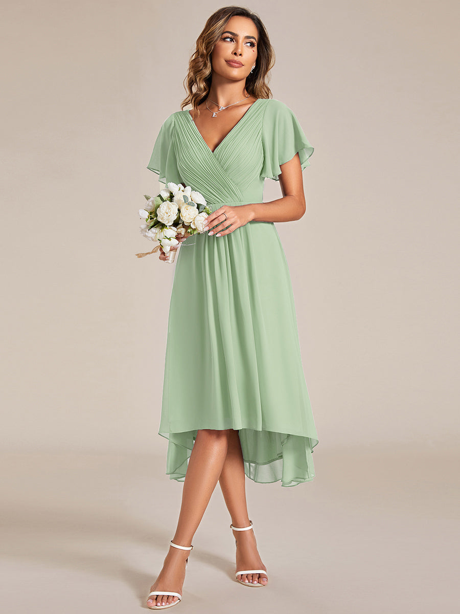 Pleated Ruffles Chiffon Wholesale Wedding Guest Dresses#Color_Mint Green