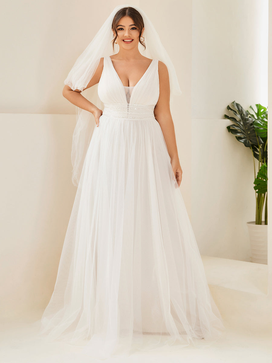 Backless and Sleeveless Wholesale Wedding Dresses with Deep V Neck Backless and Sleeveless Wholesale Wedding Dresses with Deep V Neck