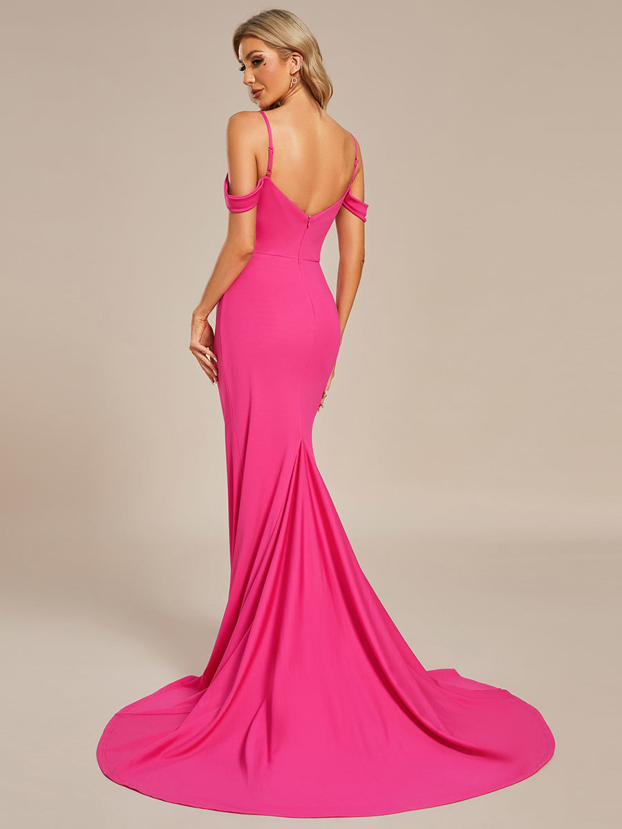 Color=Hot Pink | Elegant Off Shoulder Mermaid Wholesale Wedding Dresses-Hot Pink 2