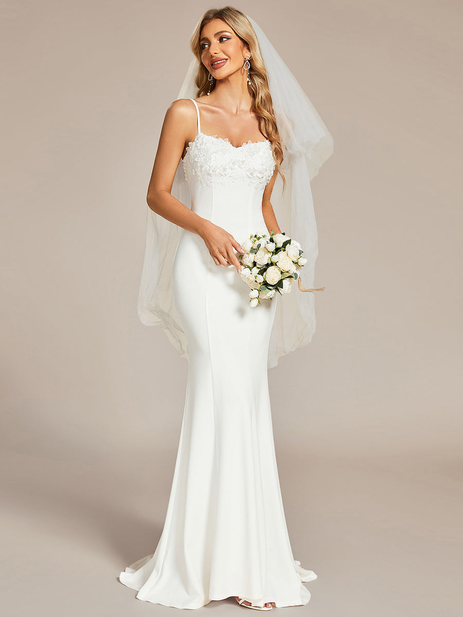Color=White | Gorgeous Mermaid Spaghetti Straps Wholesale Wedding Dresses-White 4