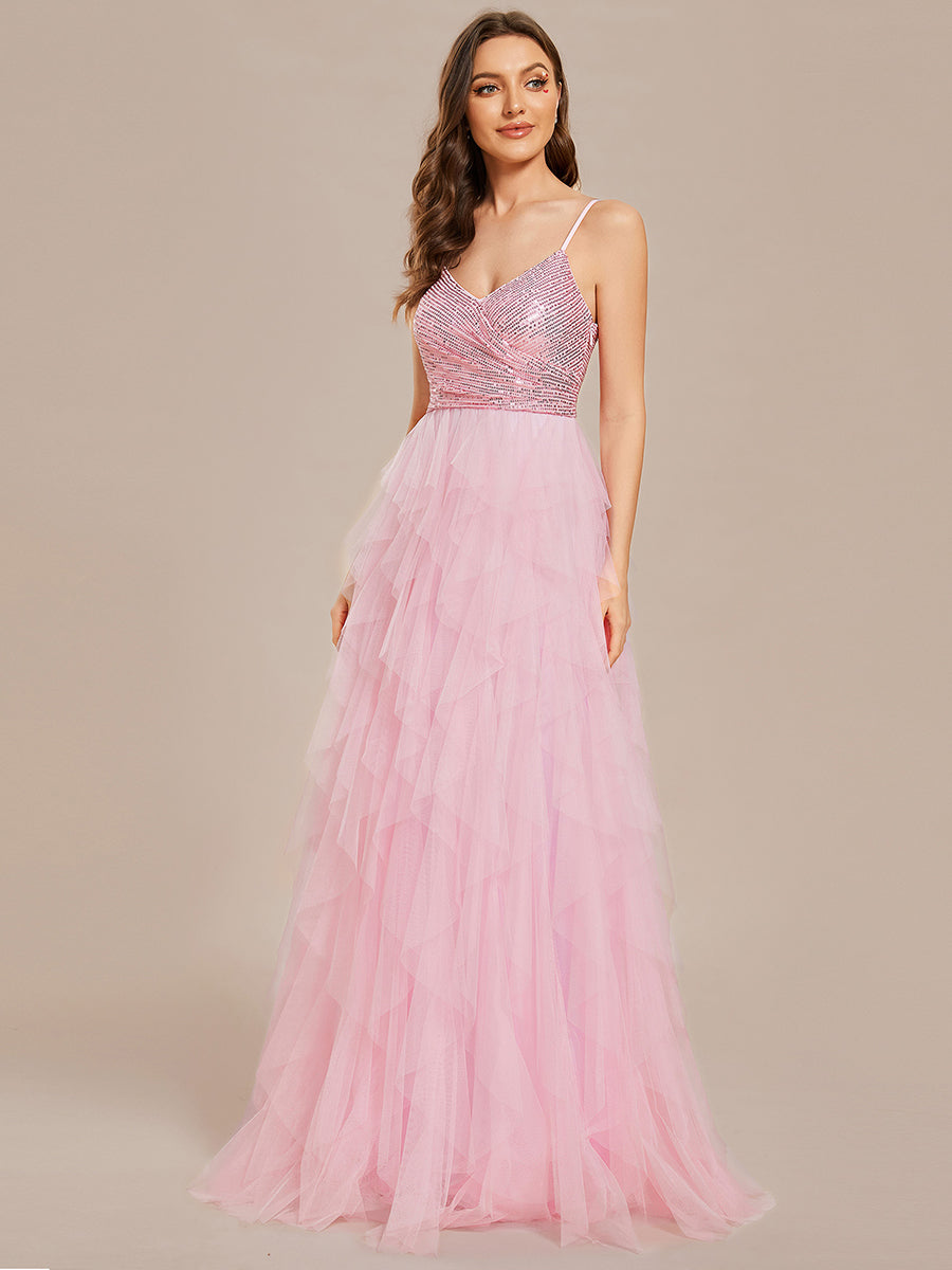 Color=Pink | Elegant Pure Sequins Lace Sweetheart Neck Wholesale Wedding Dresses-Pink 2