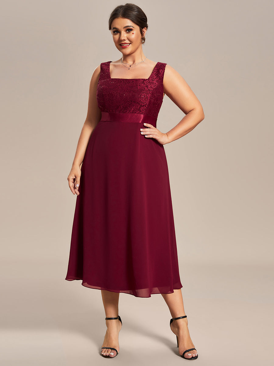 Color=Burgundy | Two Piece Suit Wholesale Chiffon & Lace Mother of the Bride Dresses-Burgundy 4