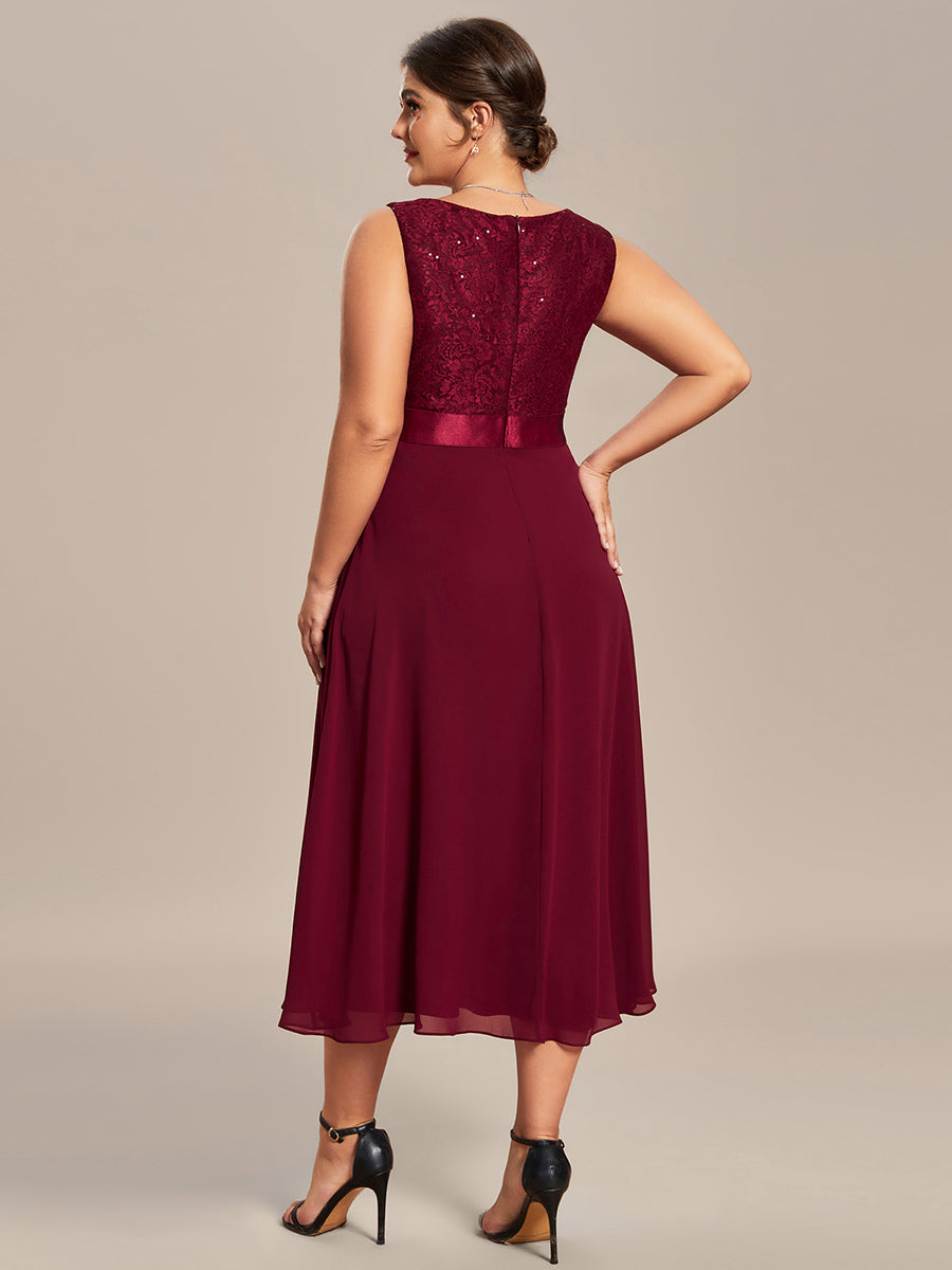 Color=Burgundy | Two Piece Suit Wholesale Chiffon & Lace Mother of the Bride Dresses-Burgundy 5