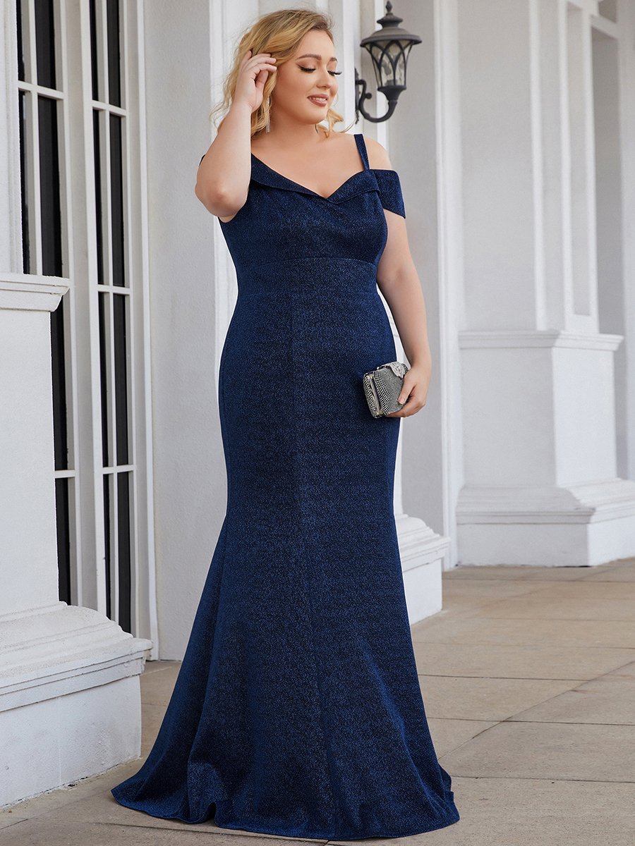 Color=Navy Blue | Deep V Neck Floor Length Wholesale Mother of Bridesmaids Dresses-Navy Blue 4