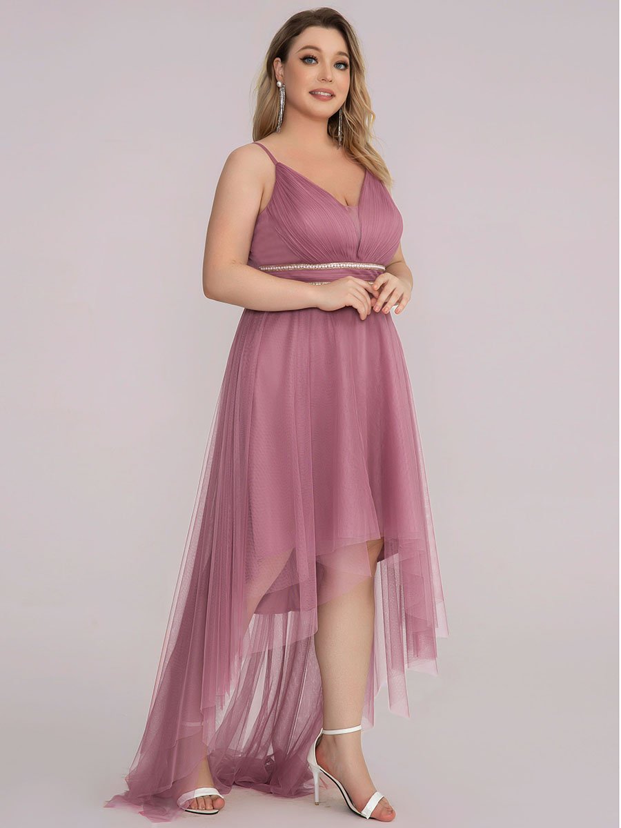 Color=Orchid | Modest Wholesale High-Low Tulle Prom Dress For Women-Orchid 7