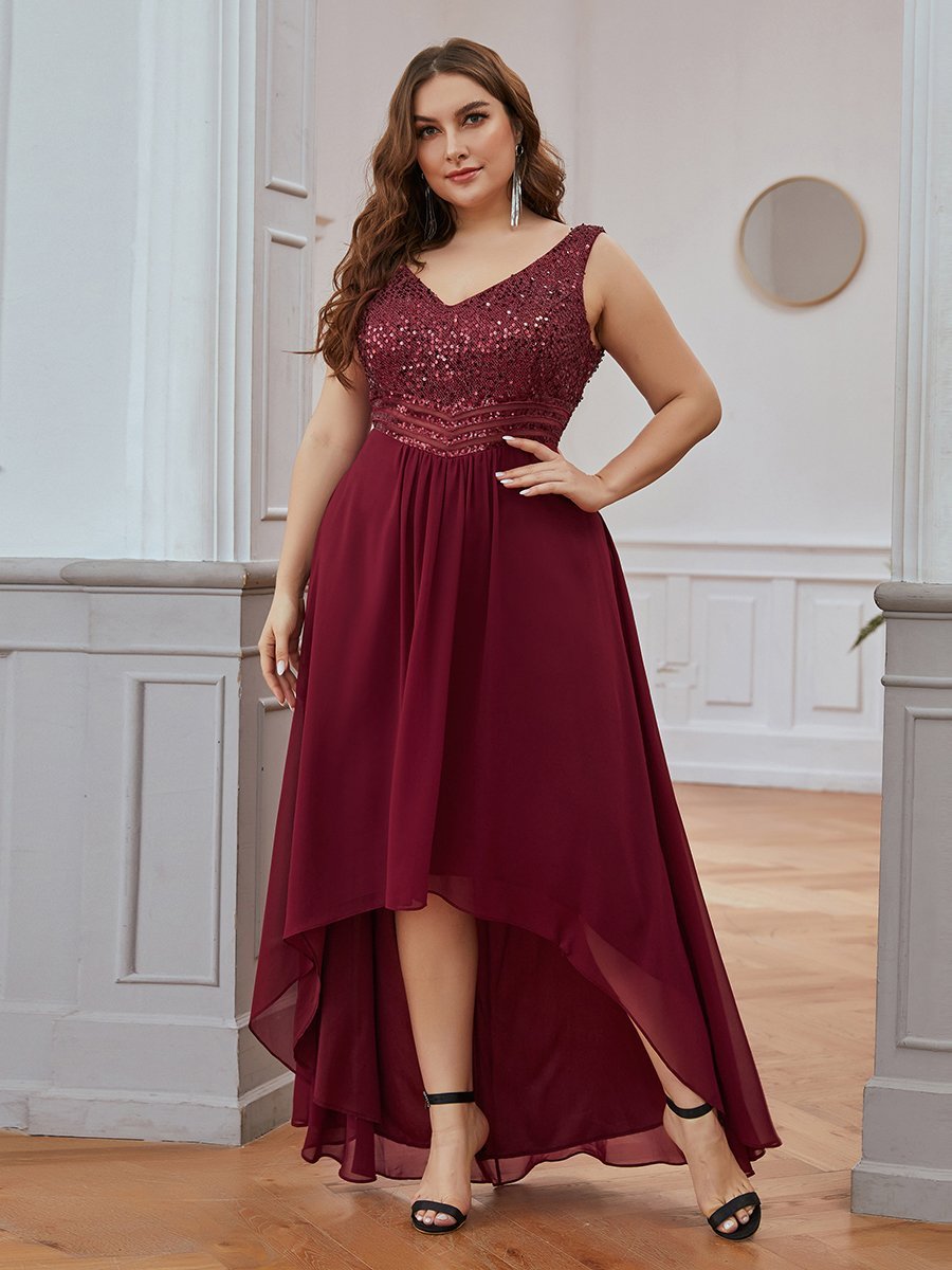 Modest Evening Dresses | Chiffon V-neck A-line Sleeveless Plus Size Modest Evening Dresses | Chiffon V-neck A-line Sleeveless Plus Size