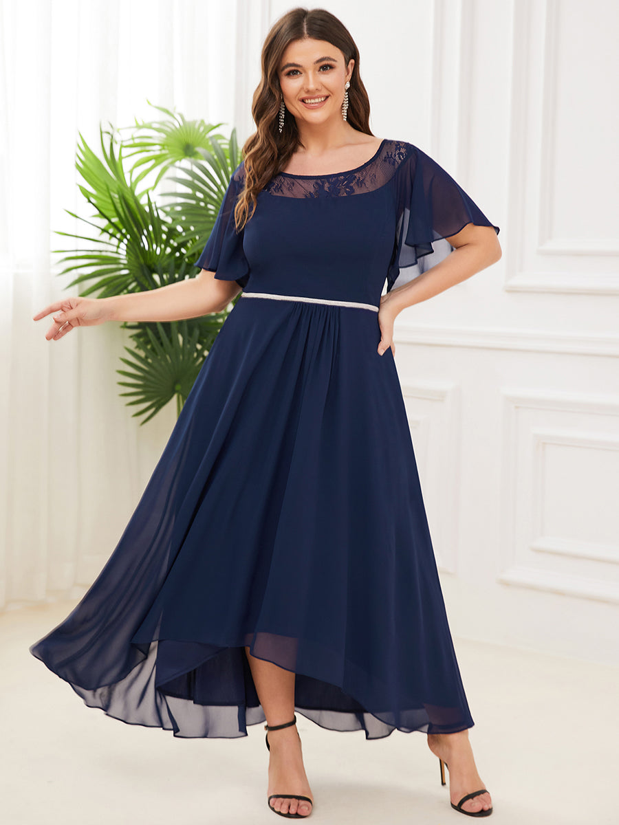 Color=Navy Blue | Women'S Casual Boat Neck A-Line Midi Dress Wholesale-Navy Blue 4