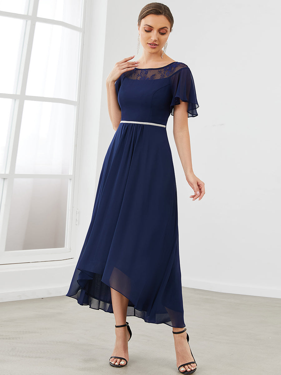 Color=Navy Blue | Women'S Casual Boat Neck A-Line Midi Dress Wholesale-Navy Blue 1