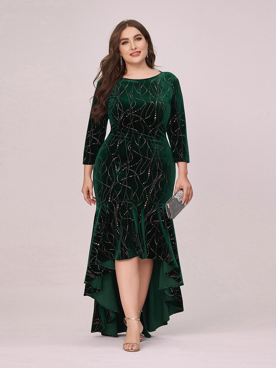 Plus Size Party Dress | High-Low for Work or Cocktail Velvet Plus Size Party Dress | High-Low for Work or Cocktail Velvet