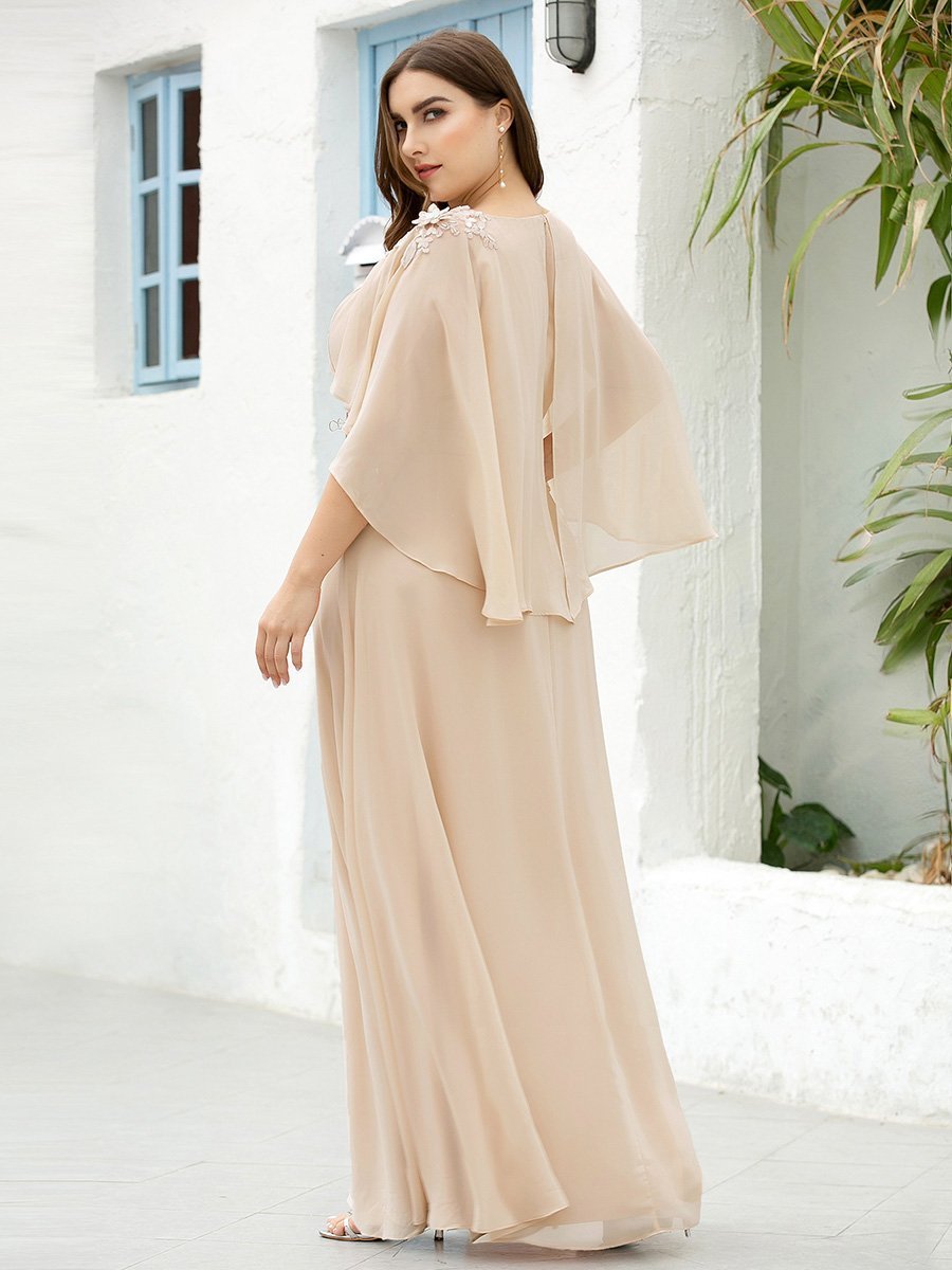 Color=Blush | Women'S V Neck Chiffon Bridesmaid Dresses With Wraps-Blush 18