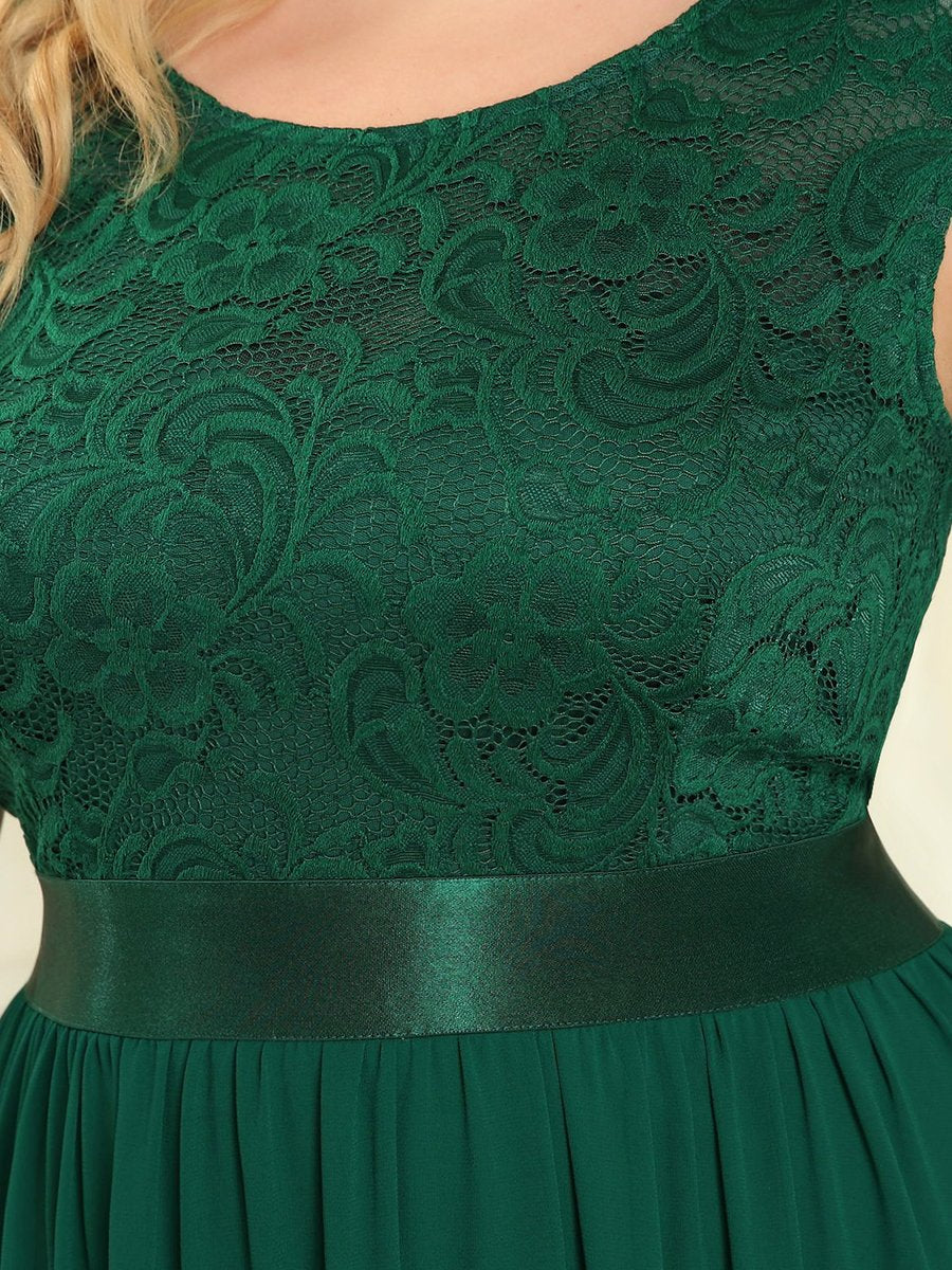 Color=Dark Green | Wholesale Plus Size Fahion Bridesmaid Dresses With Lace-Dark Green 5
