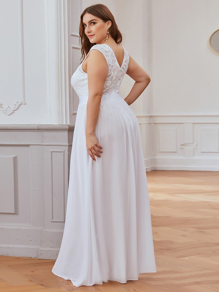 Color=White | Wholesale Plus Size Fahion Bridesmaid Dresses With Lace-White 2