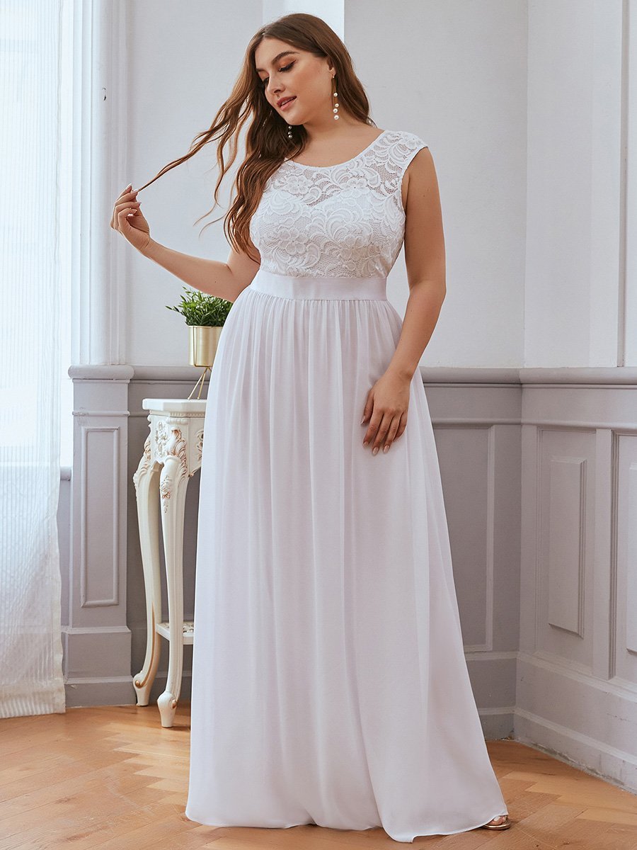 Color=White | Wholesale Plus Size Fahion Bridesmaid Dresses With Lace-White 3