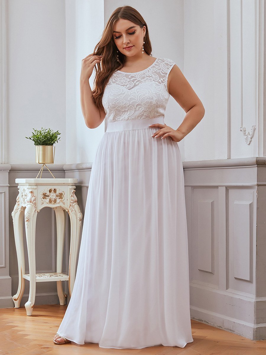 Color=White | Wholesale Plus Size Fahion Bridesmaid Dresses With Lace-White 4
