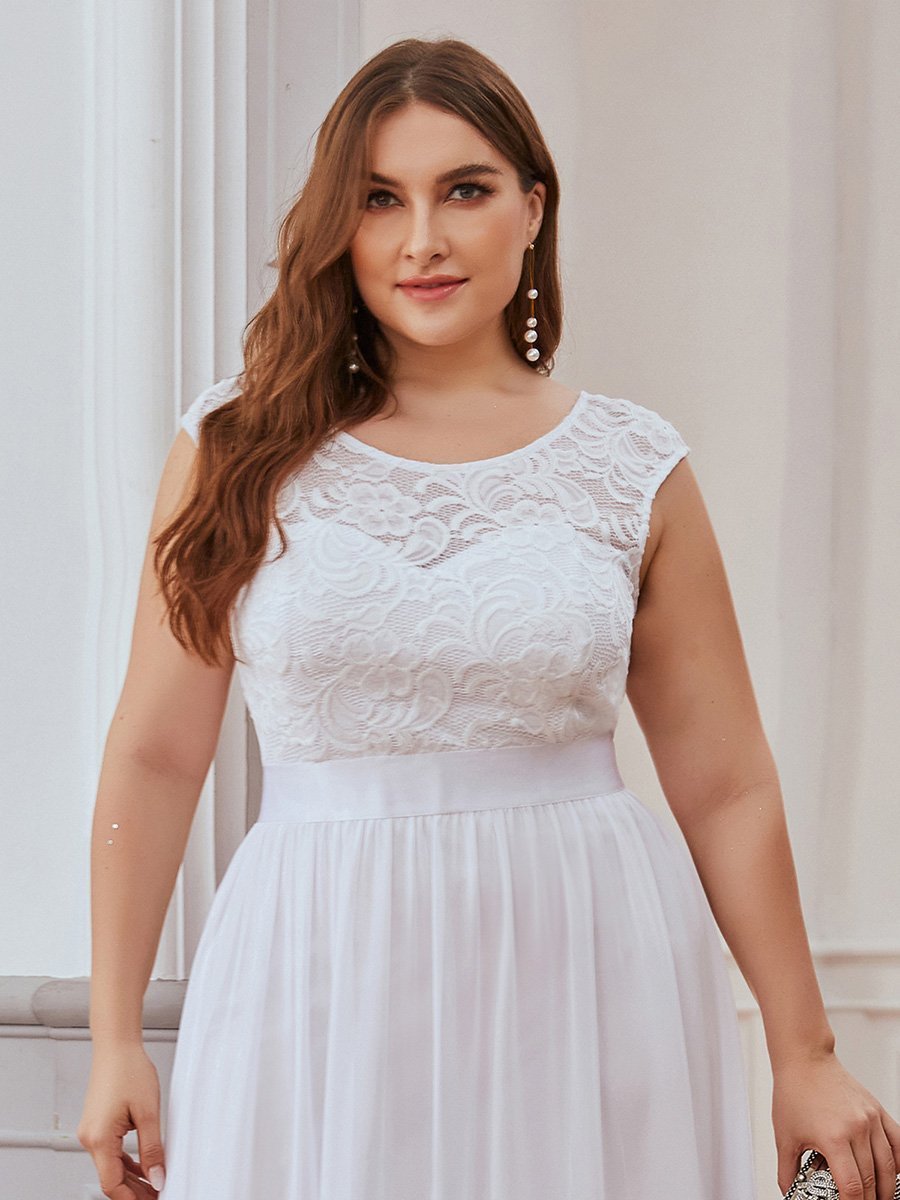 Color=White | Wholesale Plus Size Fahion Bridesmaid Dresses With Lace-White 5