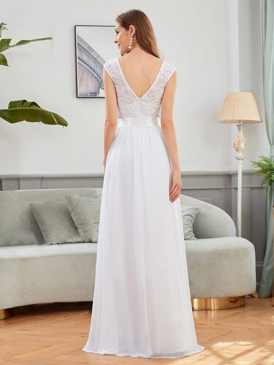 Color=White | Wholesale Fahion Bridesmaid Dresses With Lace-White 4