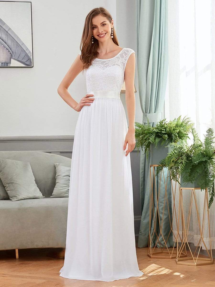 Color=White | Wholesale Fahion Bridesmaid Dresses With Lace-White 3