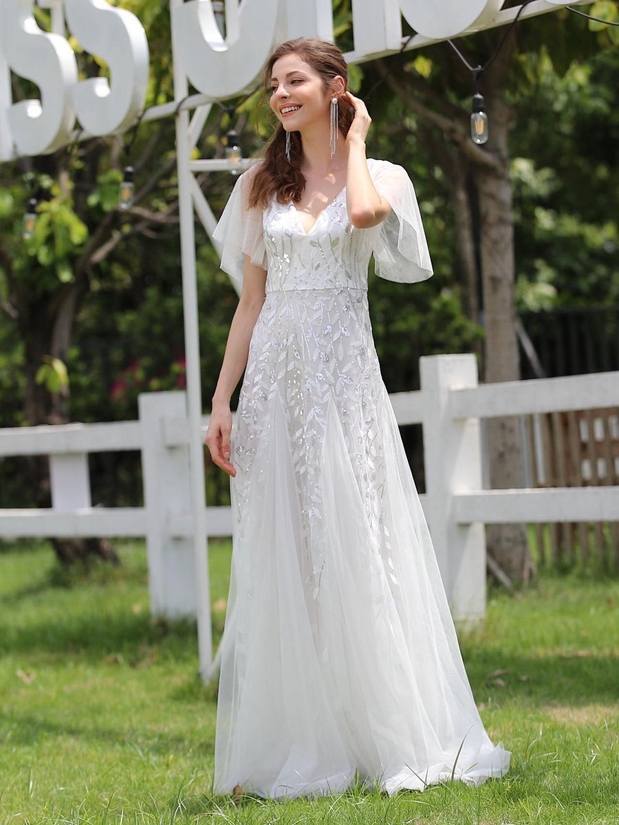 Color=White | romantic-shimmery-v-neck-ruffle-sleeves-maxi-long-evening-gowns-ep00734-White 6