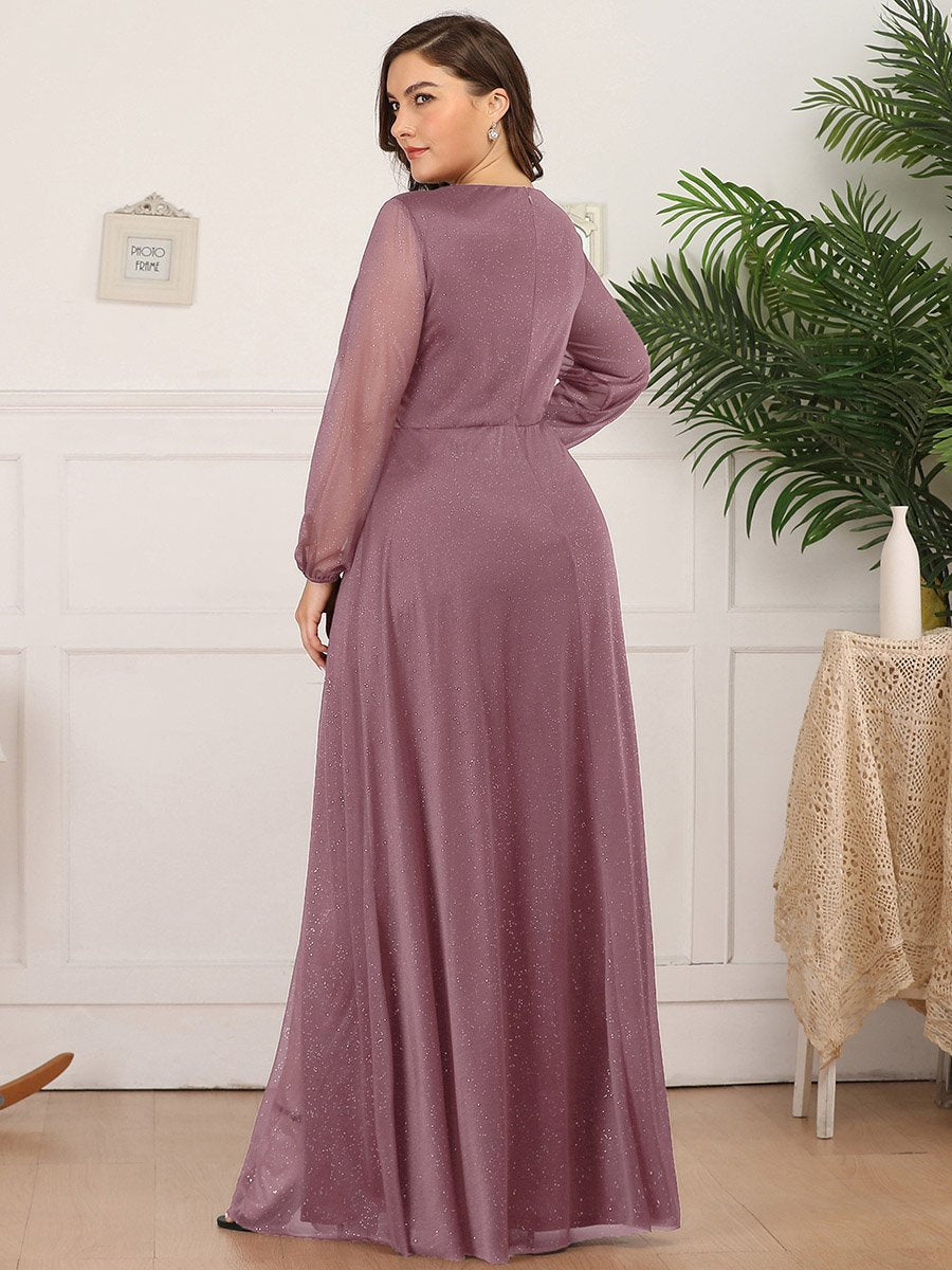 Color=Orchid | Women'S Sexy V-Neck Long Sleeve Evening Dress-Orchid 2