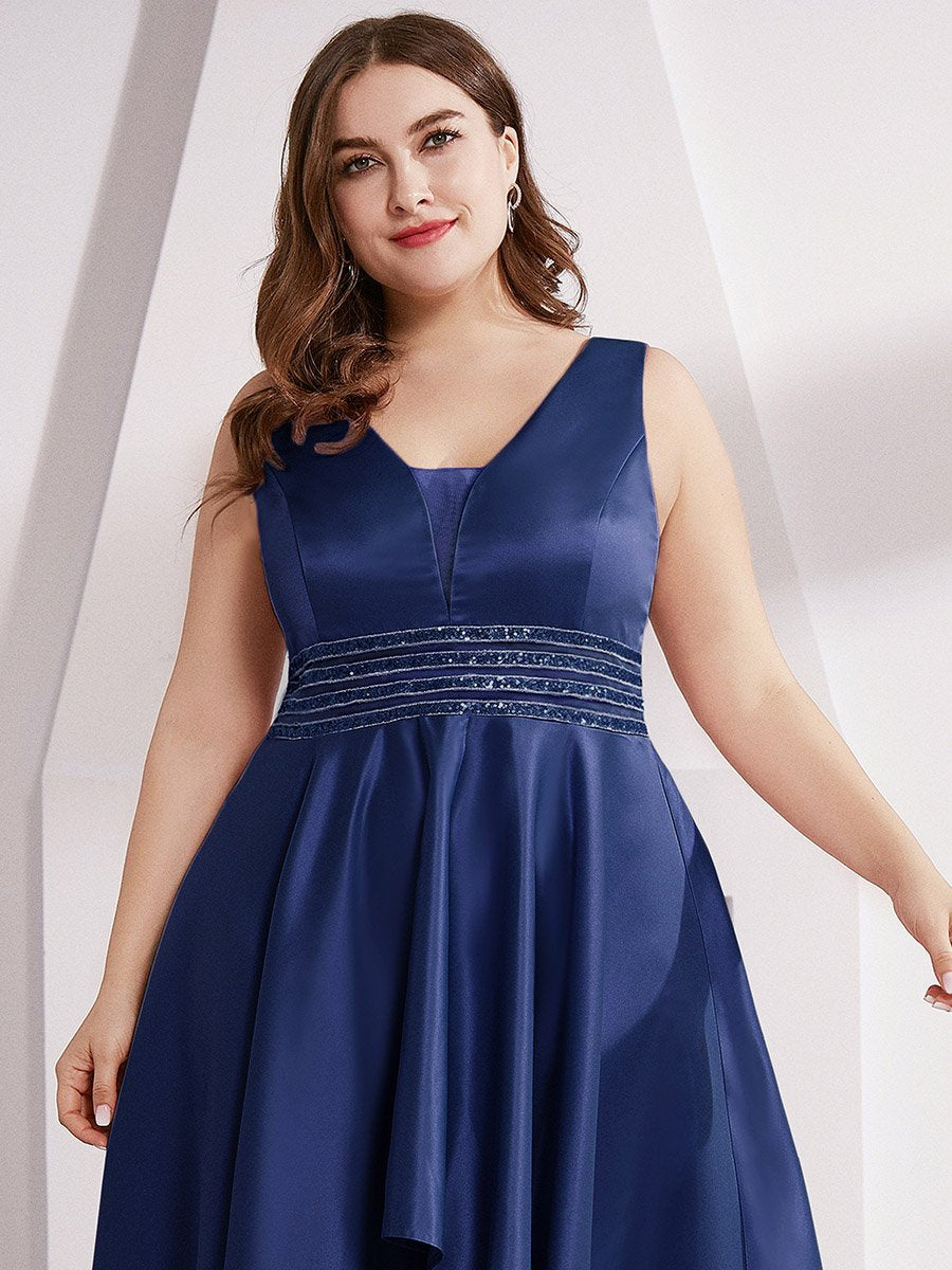 Color=Navy Blue | Women'S Deep V-Neck Sleeveless Maxi Dresses Ep00877-Navy Blue 10