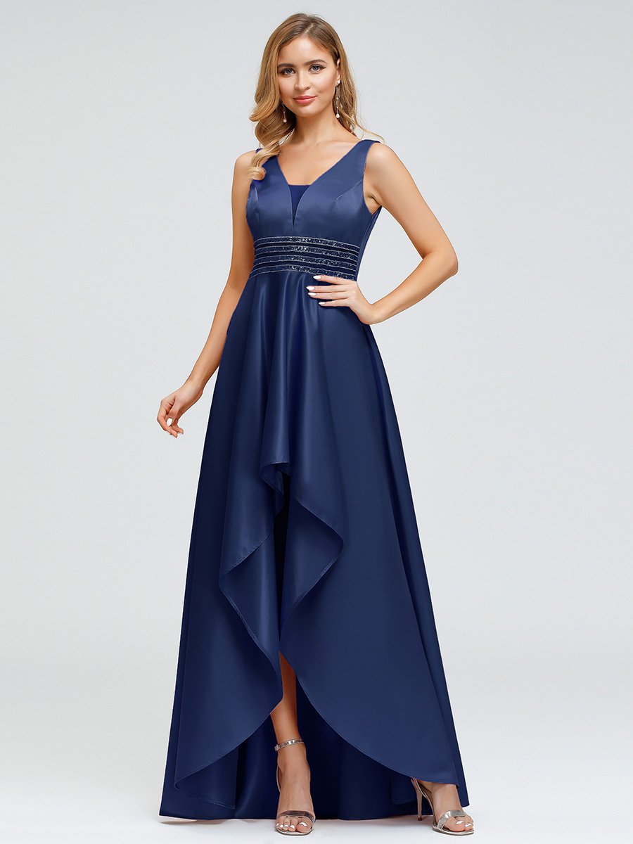 Color=Navy Blue | Women'S Deep V-Neck Sleeveless Maxi Dresses Ep00877-Navy Blue 1