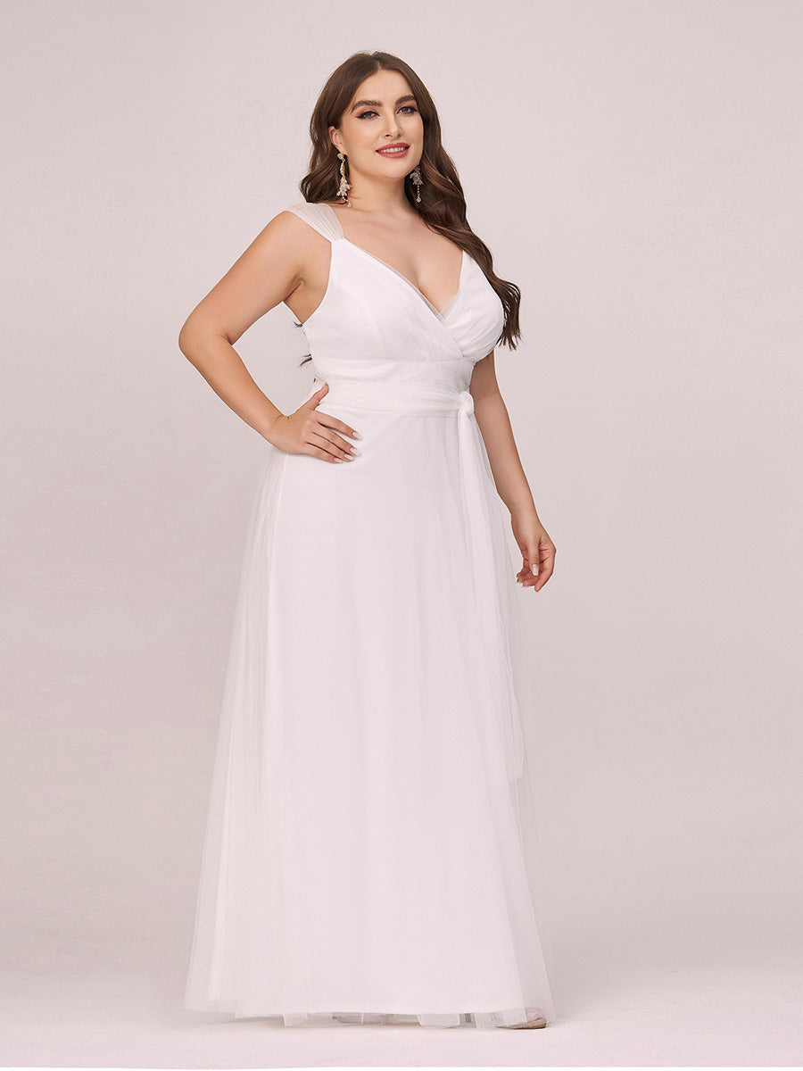 Color=Cream | Plus Size Wholesale Tulle Bridesmaid Dresses for Women-Cream 3