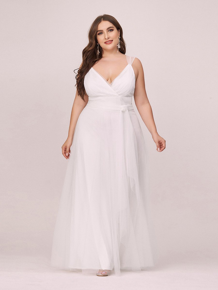 Elegant Double V Neck Wholesale Tulle Wedding Dresses Plus Size Elegant Double V Neck Wholesale Tulle Wedding Dresses Plus Size