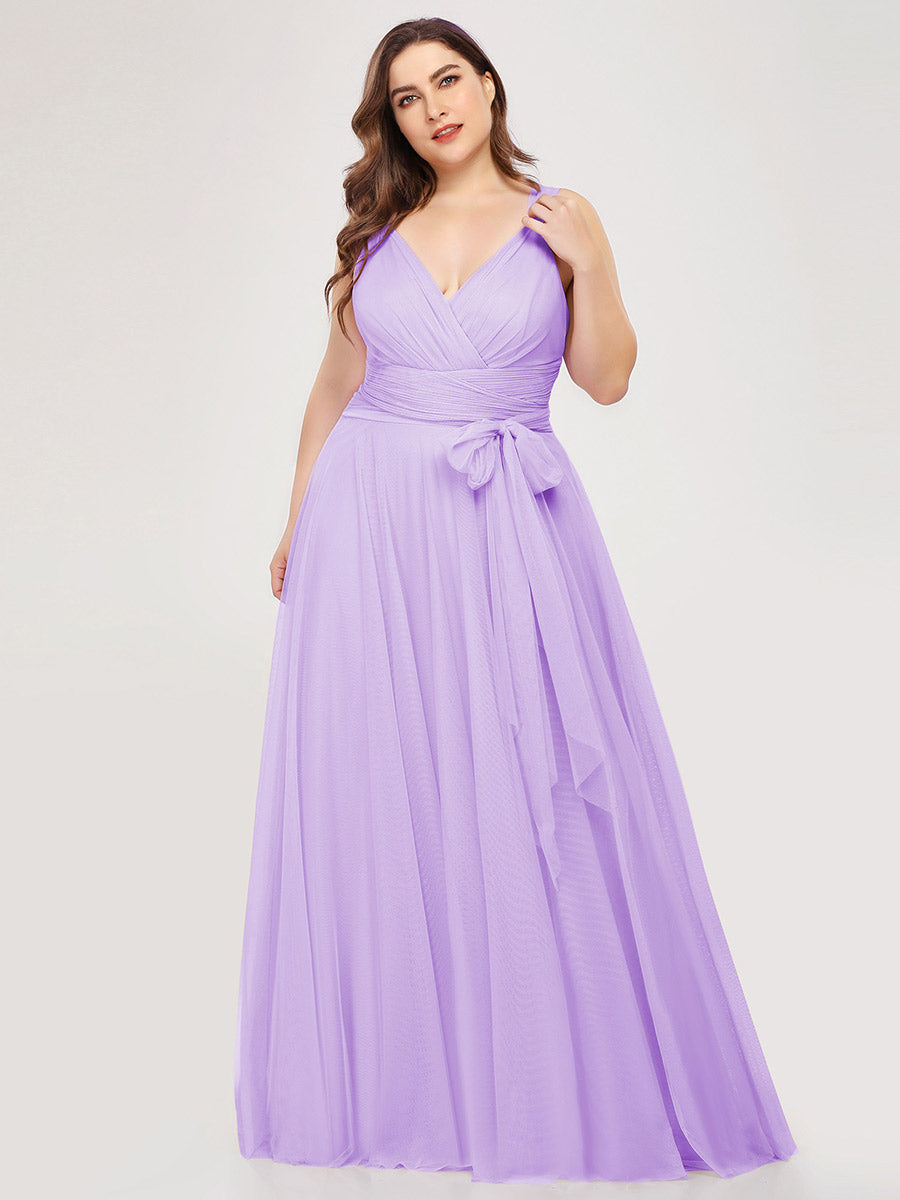 Color=Lavender | Plus Size Wholesale Tulle Bridesmaid Dresses for Women-Lavender 3