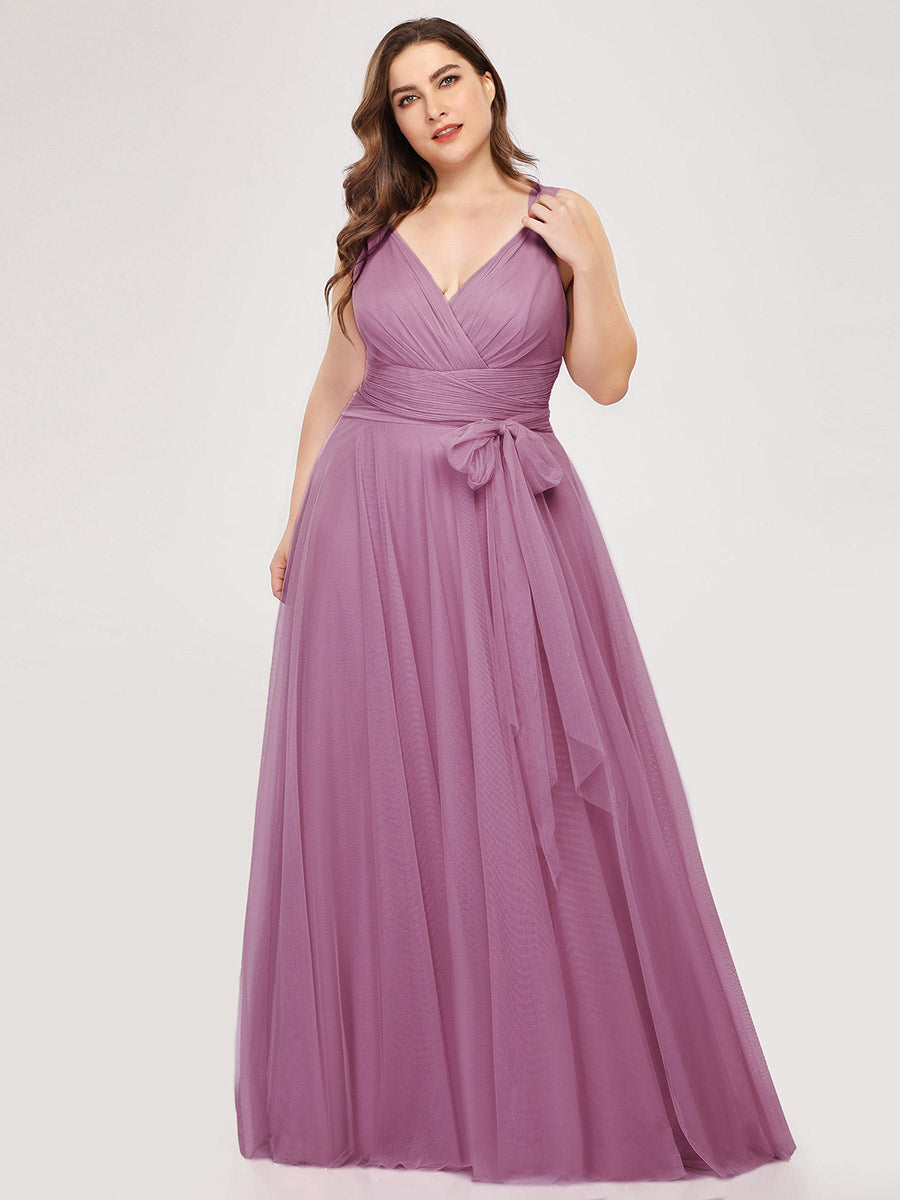 Color=Orchid | Plus Size Wholesale Tulle Bridesmaid Dresses for Women-Orchid 3