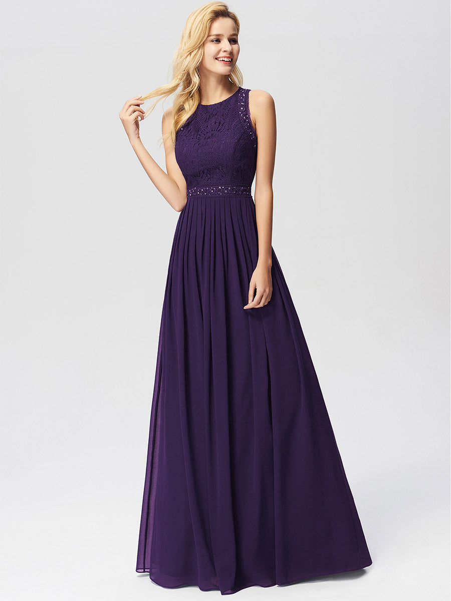 Color=Dark Purple | Round Neck Maxi Long Wholesale Party Dresses For Women-Dark Purple 4