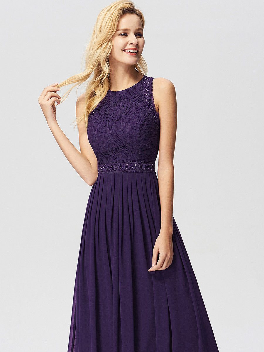Color=Dark Purple | Round Neck Maxi Long Wholesale Party Dresses For Women-Dark Purple 5