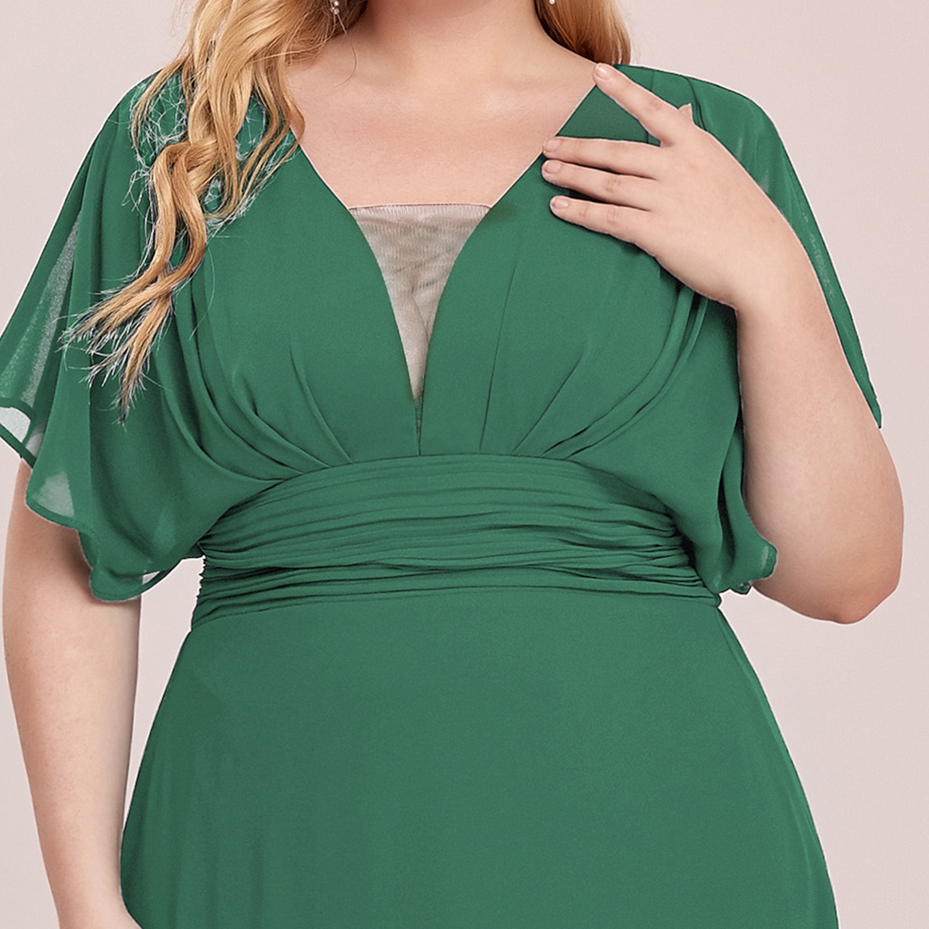COLOR=Green Bean | Plus Size Women'S A-Line Empire Waist Evening Party Maxi Dress-Green Bean 5