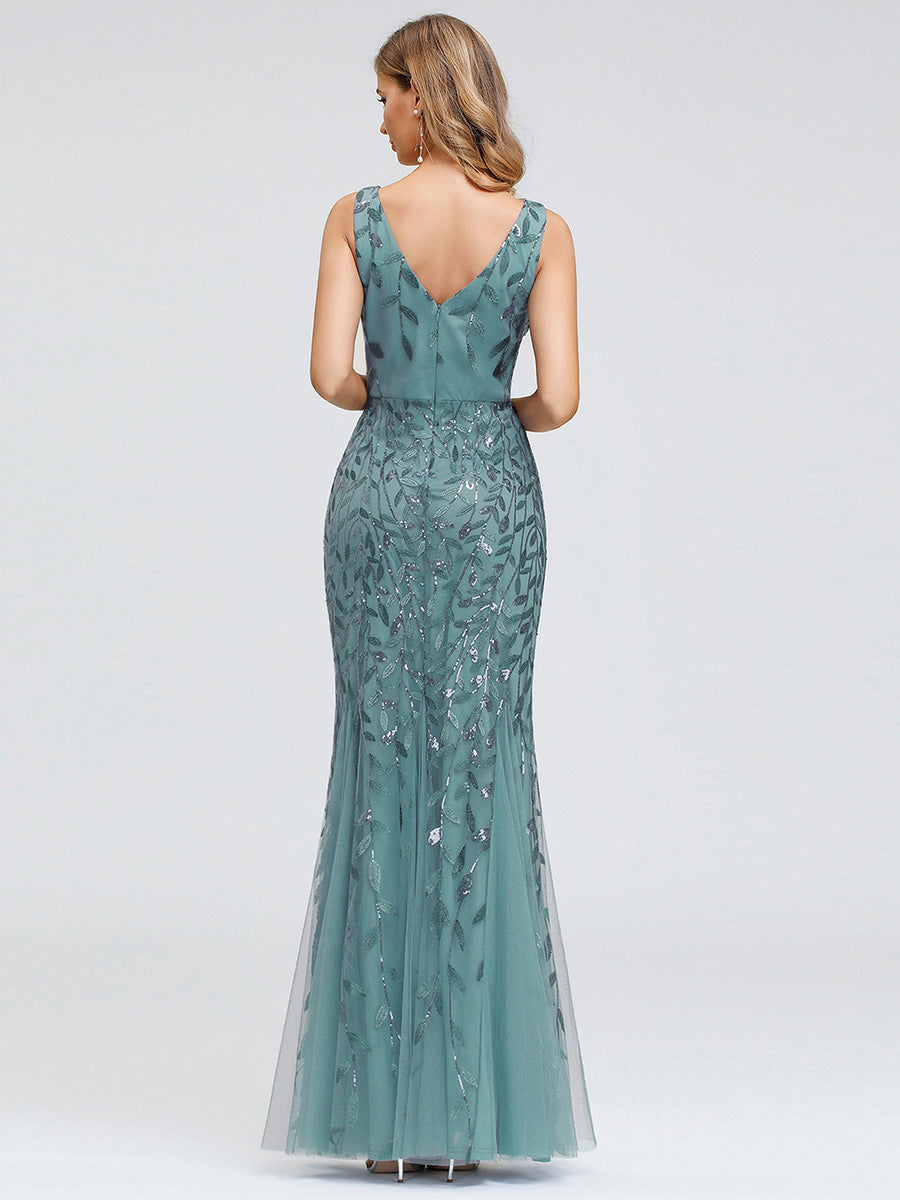 Color=Dusty Blue | classic-fishtail-sequin-wholesale-evening-dresses-for-women-ep07886-Dusty Blue 2