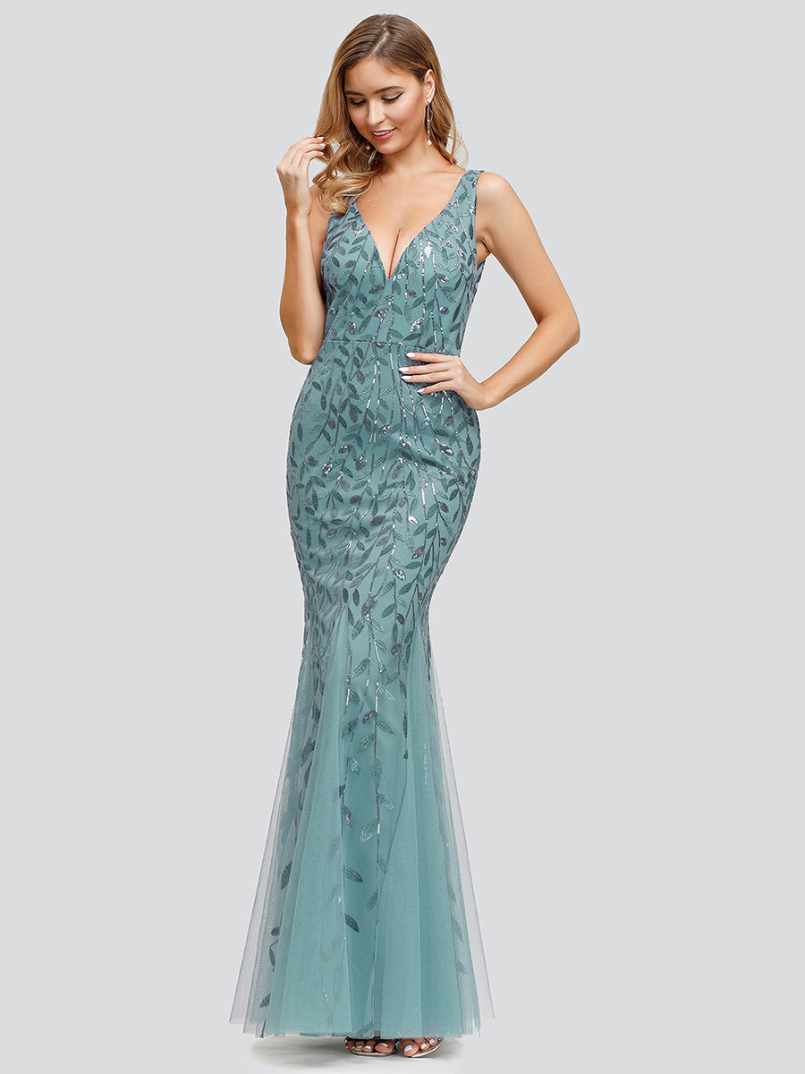 Color=Dusty Blue | classic-fishtail-sequin-wholesale-evening-dresses-for-women-ep07886-Dusty Blue 1