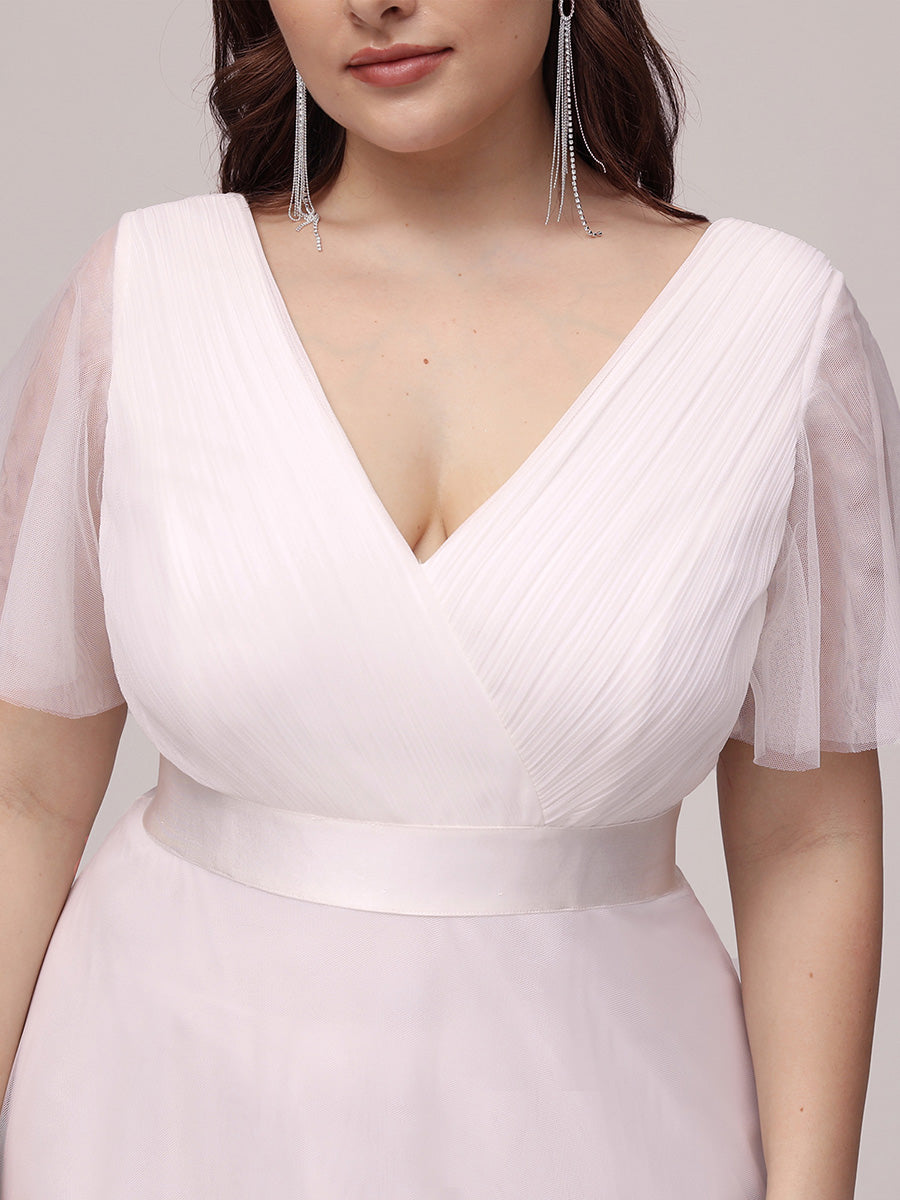 Color=White | Women's V-Neck A-Line Floor-Length Wholesale Bridesmaid Dresses-White 7