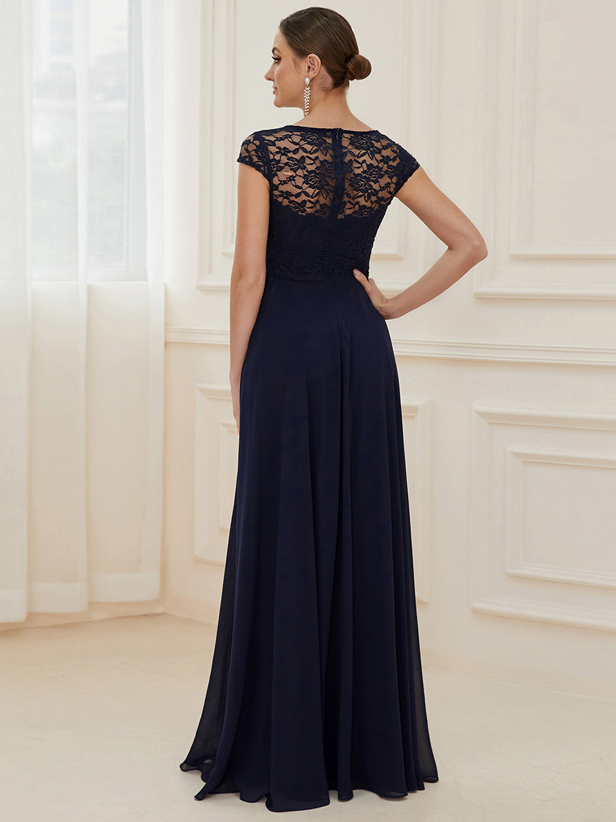 Color=Navy Blue | Sweetheart Floral Lace Wholesale Wedding Guest Dress-Navy Blue 2
