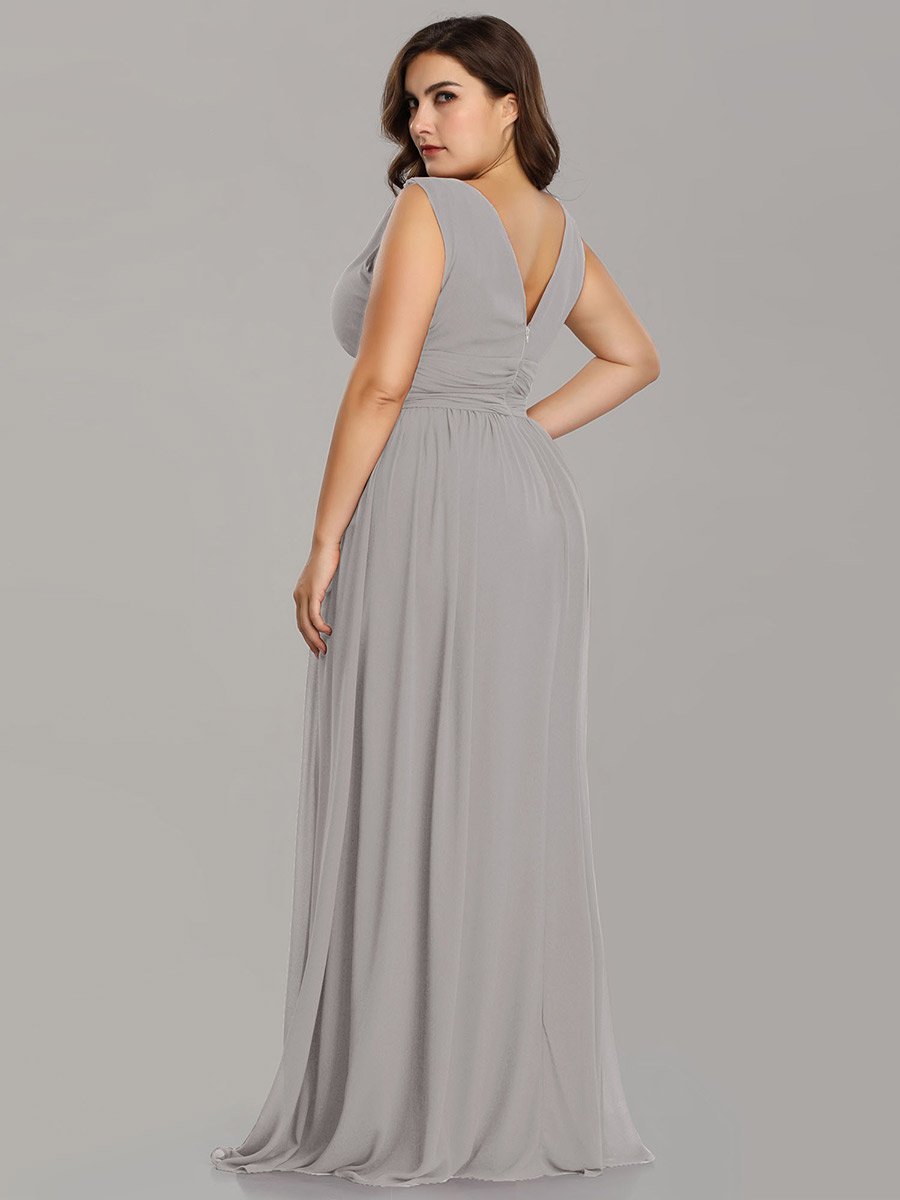 Color=Grey | double-v-neck-maxi-long-wholesale-plus-size-evening-dresses-epp9016-Grey 2