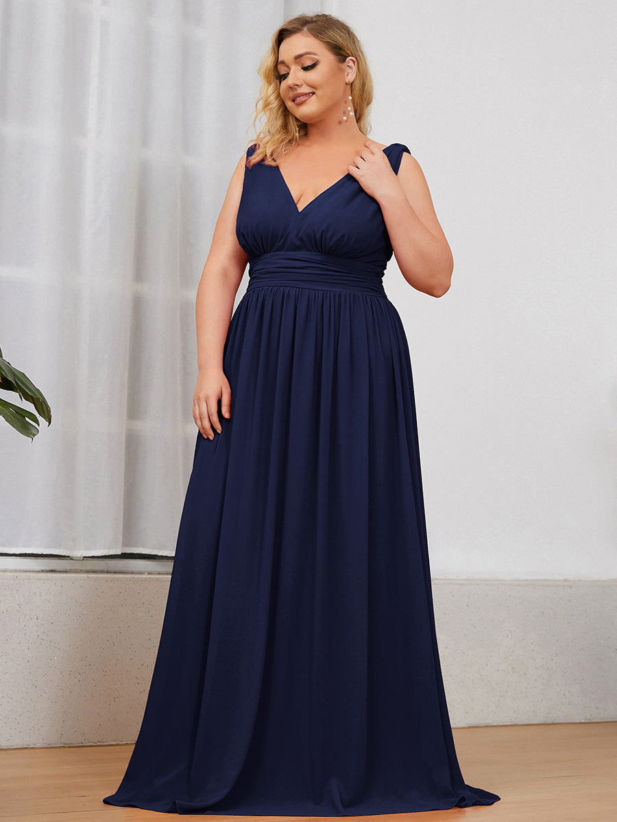 Color=Navy Blue | double-v-neck-maxi-long-wholesale-plus-size-evening-dresses-epp9016-Navy Blue  1