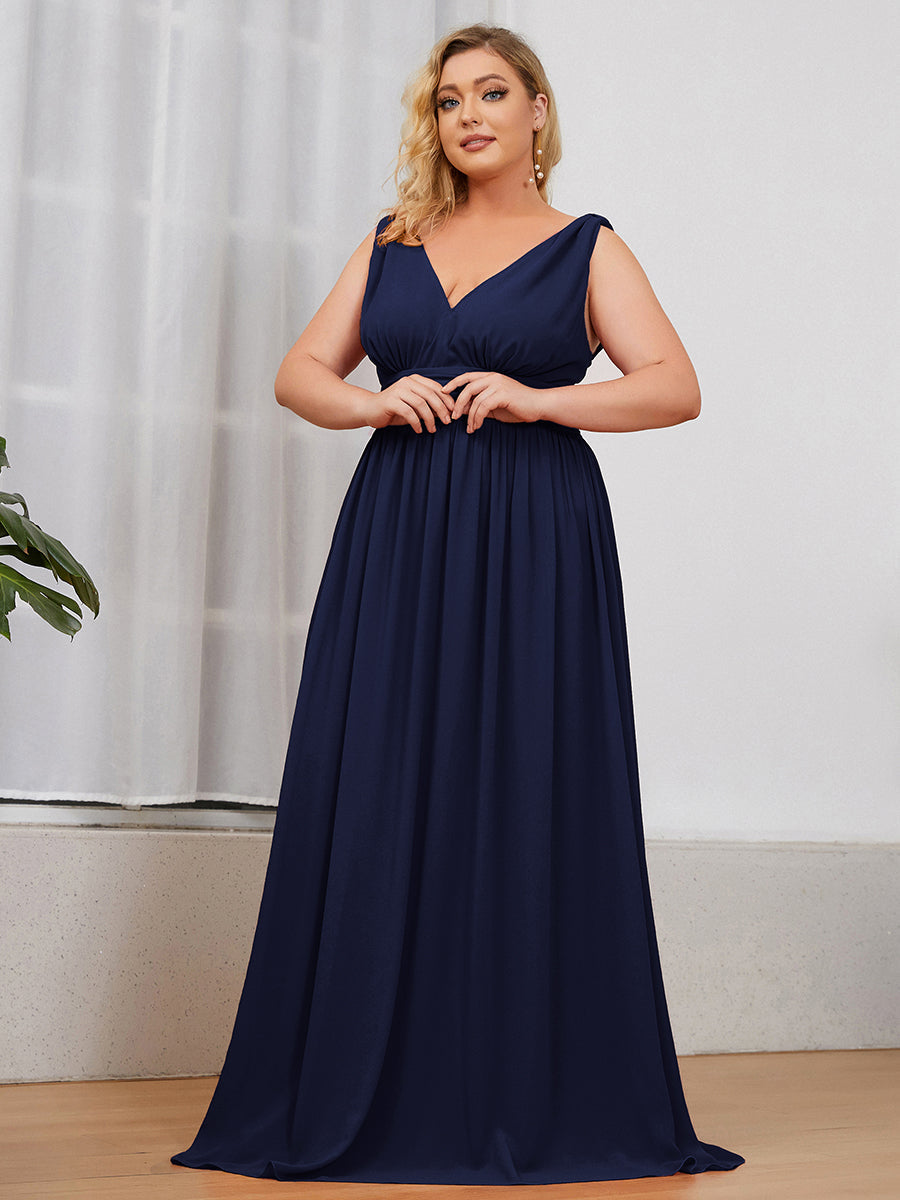 Color=Navy Blue | double-v-neck-maxi-long-wholesale-plus-size-evening-dresses-epp9016-Navy Blue  4