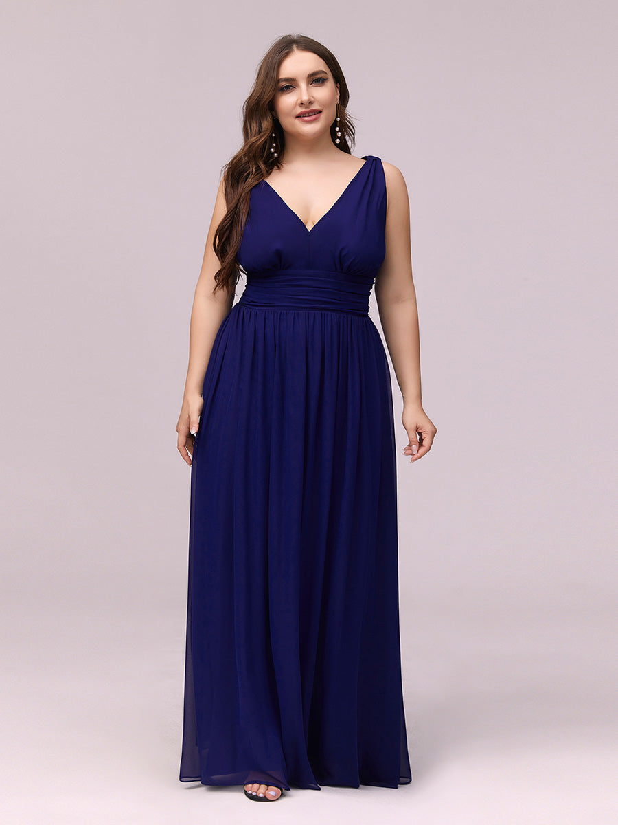 Color=Royal Blue | double-v-neck-maxi-long-wholesale-plus-size-evening-dresses-epp9016-Royal Blue 1