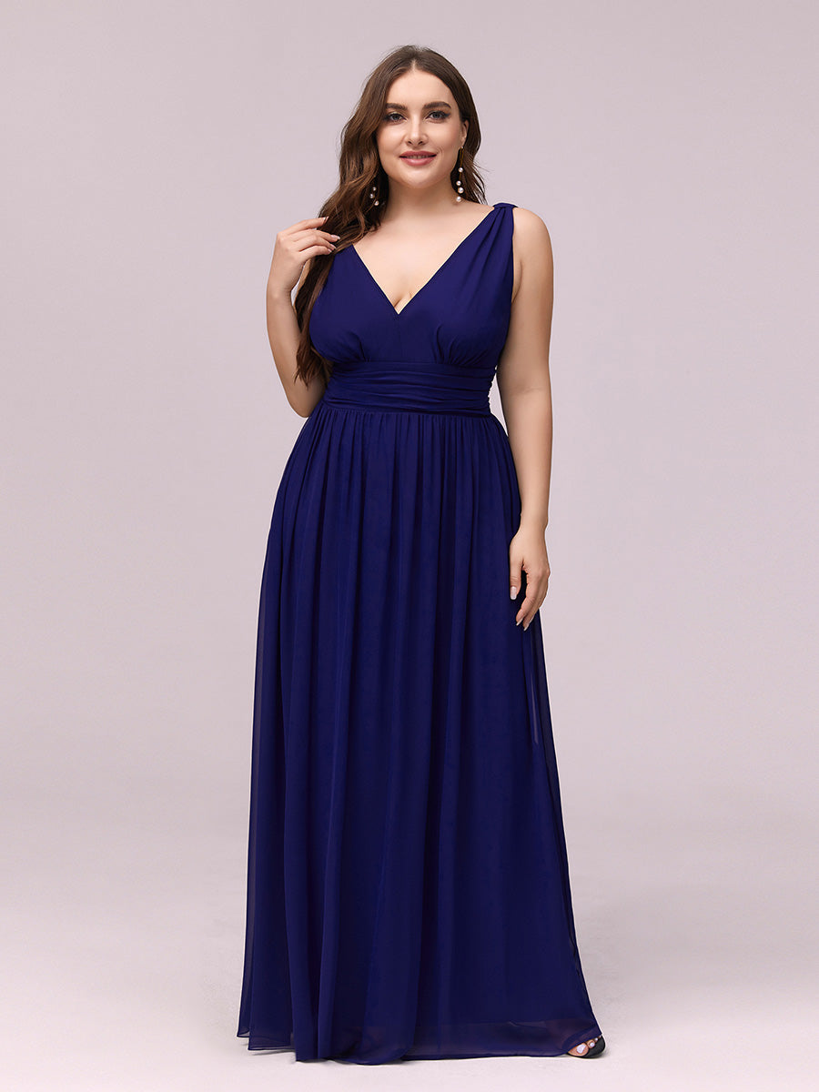 Color=Royal Blue | double-v-neck-maxi-long-wholesale-plus-size-evening-dresses-epp9016-Royal Blue 4