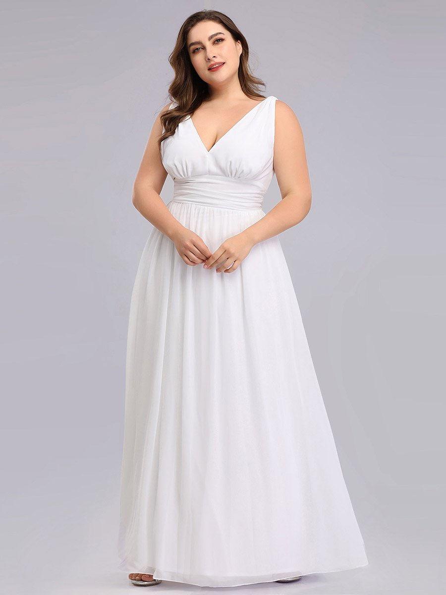 Color=White | double-v-neck-maxi-long-wholesale-plus-size-evening-dresses-epp9016-White 4