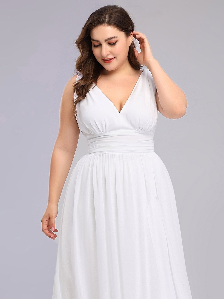 Color=White | double-v-neck-maxi-long-wholesale-plus-size-evening-dresses-epp9016-White 5